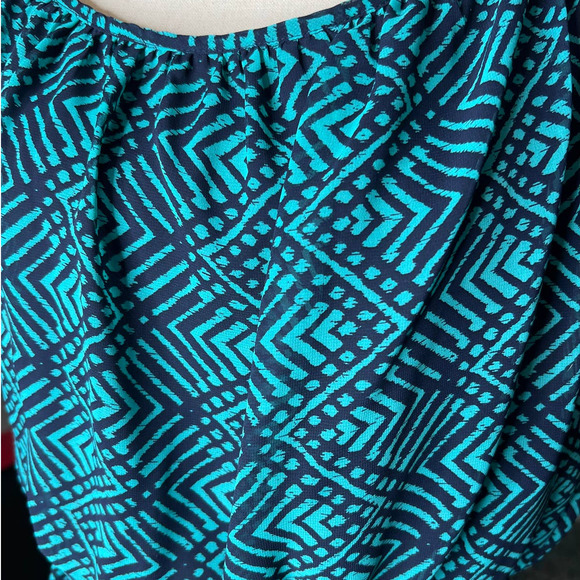 Enfocus Women's Dress Size 16W in Green and Blue Zigzag Print Short Sleeve - Picture 2 of 6
